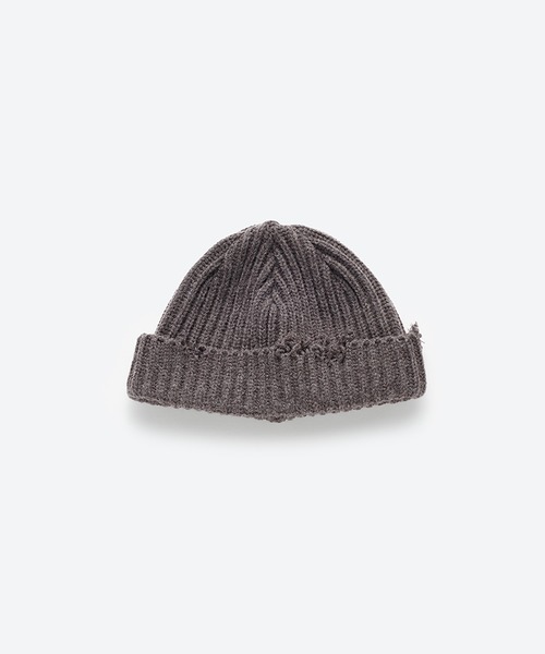 KIJIMA TAKAYUKI(キジマ タカユキ)の「DESTROYED WATCH CAP(ニットキャップ/ビーニー・レディース・アイボリー/チャコールグレー/グレイッシュベージュ・FREE)」の1枚目の写真