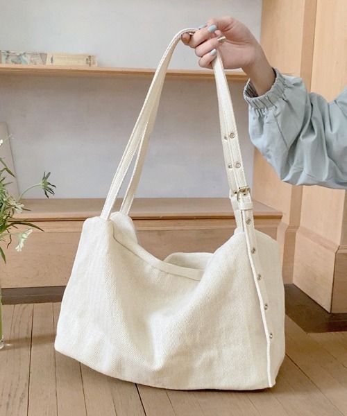 Miniministore(ミニミニストア)の「大容量ヘリンボーンキャンバストートバッグ(トートバッグ・レディース・アイボリー・FREE)」の7枚目の写真