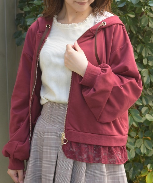 axes femme(アクシーズファム)の「裾レースショートパーカー(カーディガン/ボレロ・レディース・キナリ/ワイン/チャコール・FREE)」の18枚目の写真
