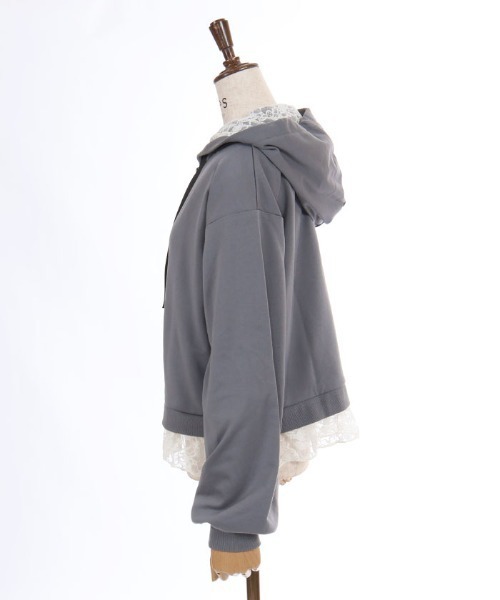 axes femme(アクシーズファム)の「裾レースショートパーカー(カーディガン/ボレロ・レディース・キナリ/ワイン/チャコール・FREE)」の22枚目の写真