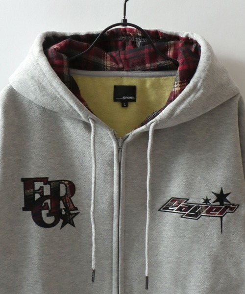 SITRY(シトリー)の「Logo Applique Color Scheme Sweat Zip Hoodie/オーバーサイズ アップリケ 裏起毛 配色 スウェット ジップパーカー フーディー レディース メンズ(パーカー・メンズ・ブラック/グレー/ネイビー・L/M)」の8枚目の写真