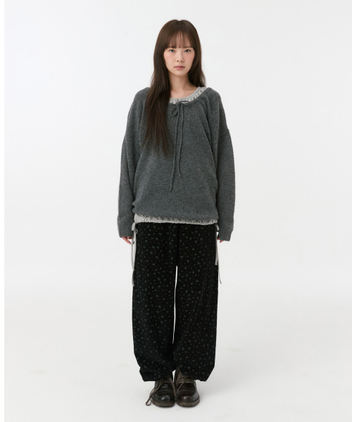 OHESHIO(オヘシオ)の「フローラルコーデュロイバンディングパンツ ブラック(その他パンツ・レディース・その他・SMALL)」の2枚目の写真