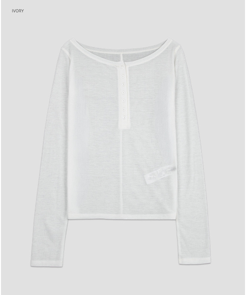 ATELIER NAIN(アトリエナイン)の「(T-7283)AN SOFT ヘンリーネック ロング丈ノースリーブトップ(Tシャツ/カットソー・レディース・グリーン/ライトグレー/アイボリー/ダークパープル/ダークネイビー・SMALL/MEDIUM)」の2枚目の写真