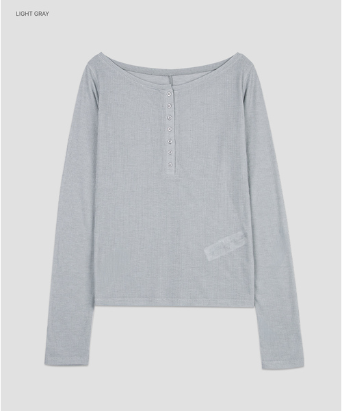 ATELIER NAIN(アトリエナイン)の「(T-7283)AN SOFT ヘンリーネック ロング丈ノースリーブトップ(Tシャツ/カットソー・レディース・グリーン/ライトグレー/アイボリー/ダークパープル/ダークネイビー・SMALL/MEDIUM)」の3枚目の写真
