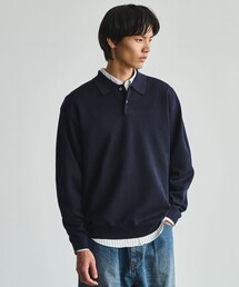 スムース ニット 長袖 ポロシャツ -ウォッシャブル-