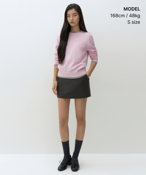 MUSINSA STANDARD WOMAN（ムシンサスタンダードウーマン）の「ウィメンズレイヤードクルーネックニット[ペイルピンク]（ニット/セーター・レディース・その他・SMALL/MEDIUM/LARGE/X-SMALL）」の2枚目の写真