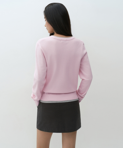 MUSINSA STANDARD WOMAN（ムシンサスタンダードウーマン）の「ウィメンズレイヤードクルーネックニット[ペイルピンク]（ニット/セーター・レディース・その他・SMALL/MEDIUM/LARGE/X-SMALL）」の3枚目の写真