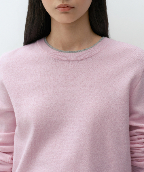 MUSINSA STANDARD WOMAN（ムシンサスタンダードウーマン）の「ウィメンズレイヤードクルーネックニット[ペイルピンク]（ニット/セーター・レディース・その他・SMALL/MEDIUM/LARGE/X-SMALL）」の4枚目の写真