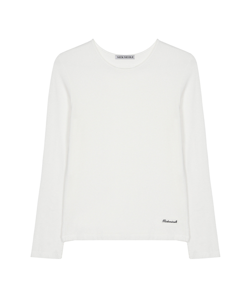 NICK&NICOLE(ニックアンドニコール)の「シアーラウンドネック長袖トップス_アイボリー(Tシャツ/カットソー・レディース・アイボリー・FREE)」の1枚目の写真