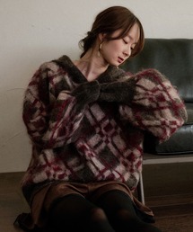 brushed loose knit hoodie / ブラッシュドルーズニットパーカー