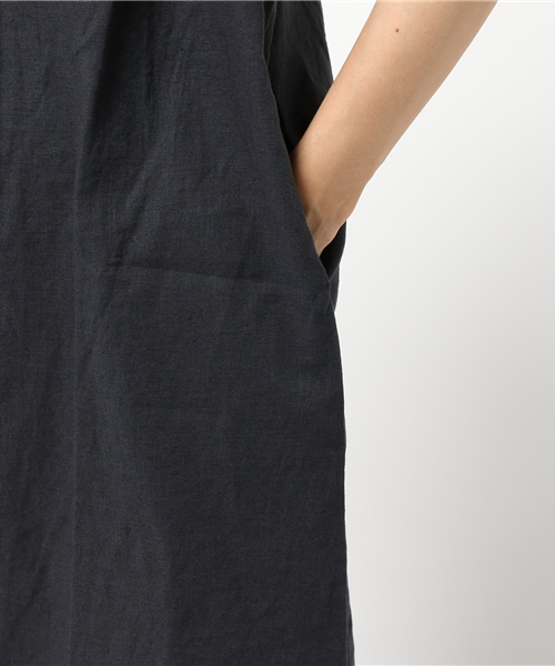 LBC（エルビーシー）の「リネンコットンシャツコート（ワンピース・レディース・ダークグレー/オリーブ・LARGE/MEDIUM）」の5枚目の写真