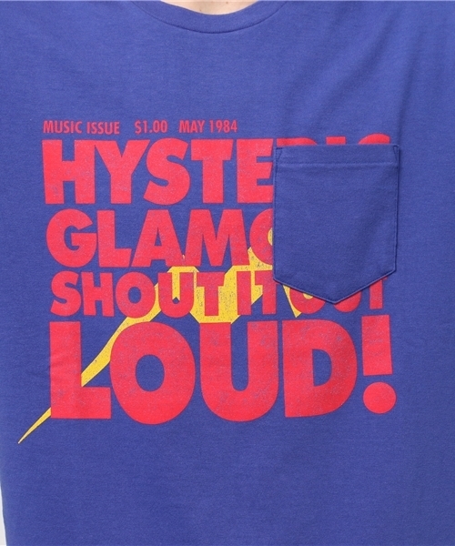 HYSTERIC GLAMOUR（ヒステリックグラマー）の「ROCK MAGAZINE pt ポケ付T-SH（Tシャツ/カットソー・メンズ・ブルー/ブラック/レッド・MEDIUM/LARGE/X-LARGE/SMALL）」の6枚目の写真