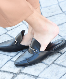 Luz Llena (NEY) | ゴールド金具付き・ローファーバブーシュ/エコレザー(パンプス)