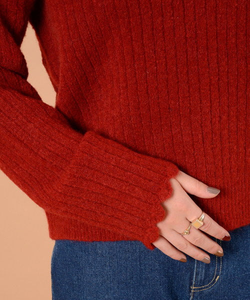 mystic（ミスティック）の「衿ぐりスカラップニット（ニット/セーター・レディース・オフホワイト/グレー/ベージュ/ブラック/レッド・ﾌﾘ-）」の13枚目の写真