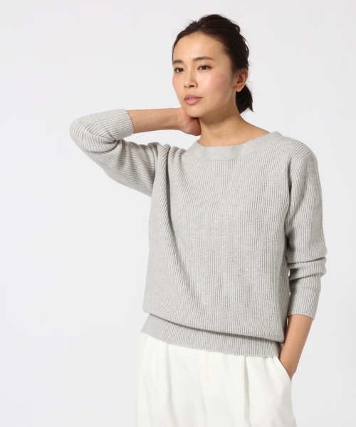 GLOBAL WORK(グローバルワーク)の「7ゲージ2WAYバックリボンプルオーバー/740908(ニット/セーター・レディース・ネイビー/ベージュ/グリーン系その他/ライトグレー・LARGE/MEDIUM)」の11枚目の写真