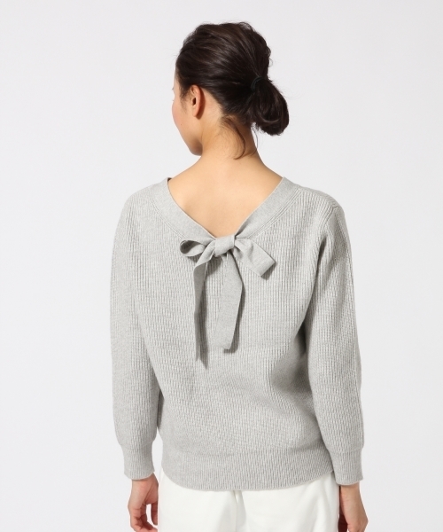 GLOBAL WORK(グローバルワーク)の「7ゲージ2WAYバックリボンプルオーバー/740908(ニット/セーター・レディース・ネイビー/ベージュ/グリーン系その他/ライトグレー・LARGE/MEDIUM)」の16枚目の写真