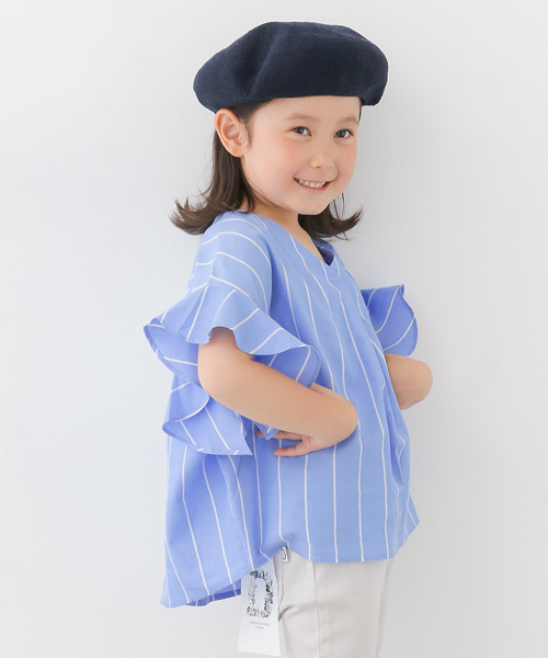 URBAN RESEARCH DOORS（アーバンリサーチドアーズ）の「ストライプフレアスリーブ(KIDS)（Tシャツ/カットソー・キッズ・ホワイト/ブルー・135/105/120）」の14枚目の写真