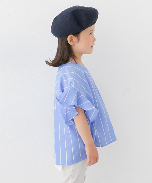 URBAN RESEARCH DOORS（アーバンリサーチドアーズ）の「ストライプフレアスリーブ(KIDS)（Tシャツ/カットソー・キッズ・ホワイト/ブルー・135/105/120）」の15枚目の写真