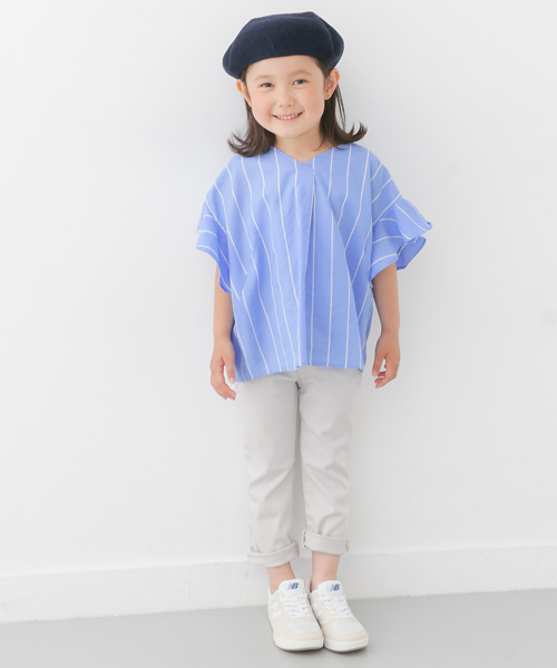 URBAN RESEARCH DOORS（アーバンリサーチドアーズ）の「ストライプフレアスリーブ(KIDS)（Tシャツ/カットソー・キッズ・ホワイト/ブルー・135/105/120）」の16枚目の写真