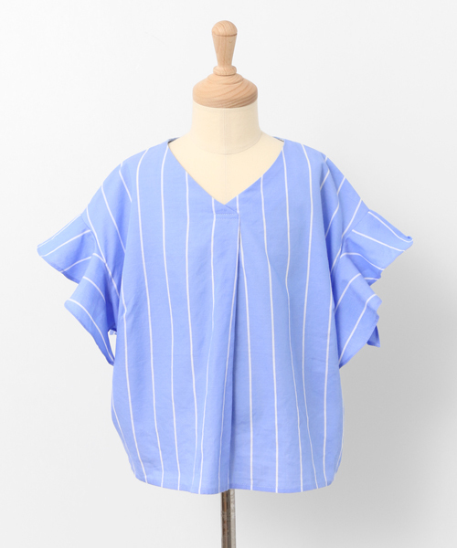 URBAN RESEARCH DOORS（アーバンリサーチドアーズ）の「ストライプフレアスリーブ(KIDS)（Tシャツ/カットソー・キッズ・ホワイト/ブルー・135/105/120）」の18枚目の写真