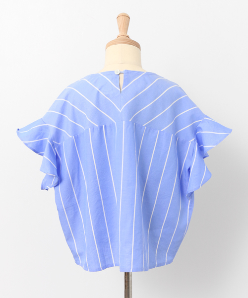 URBAN RESEARCH DOORS（アーバンリサーチドアーズ）の「ストライプフレアスリーブ(KIDS)（Tシャツ/カットソー・キッズ・ホワイト/ブルー・135/105/120）」の8枚目の写真