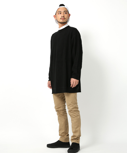Rocky Monroe（ロッキーモンロー）の「ビッグシルエット畦編みクルーネックニット（ニット/セーター・メンズ・ネイビー/カーキ/ベージュ/オレンジ/ブルー/グレー/ホワイト/ブラック・L/M）」の12枚目の写真