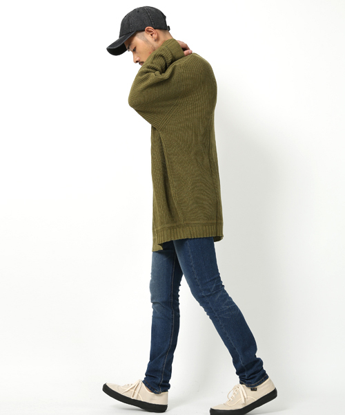 Rocky Monroe（ロッキーモンロー）の「ビッグシルエット畦編みクルーネックニット（ニット/セーター・メンズ・ネイビー/カーキ/ベージュ/オレンジ/ブルー/グレー/ホワイト/ブラック・L/M）」の22枚目の写真