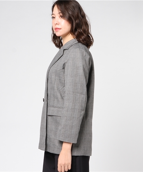 earth music&ecology（アースミュージックアンドエコロジー）の「・グレンチェックダブルジャケット（その他アウター・レディース・グレー・FREE）」の3枚目の写真