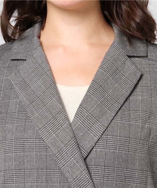 earth music&ecology（アースミュージックアンドエコロジー）の「・グレンチェックダブルジャケット（その他アウター・レディース・グレー・FREE）」の5枚目の写真