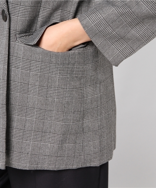 earth music&ecology（アースミュージックアンドエコロジー）の「・グレンチェックダブルジャケット（その他アウター・レディース・グレー・FREE）」の6枚目の写真