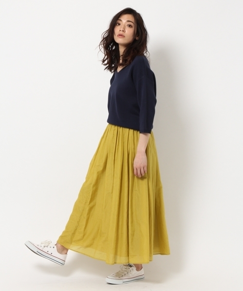 laboratory work（ラボラトリーワーク）の「クールラボミラノリブVネックニット（ニット/セーター・レディース・ホワイト/ネイビー/サックスブルー/ピンク/イエロー・MEDIUM）」の21枚目の写真