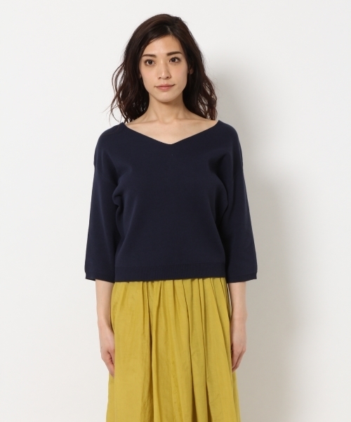 laboratory work（ラボラトリーワーク）の「クールラボミラノリブVネックニット（ニット/セーター・レディース・ホワイト/ネイビー/サックスブルー/ピンク/イエロー・MEDIUM）」の20枚目の写真