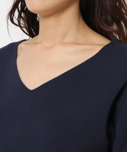laboratory work（ラボラトリーワーク）の「クールラボミラノリブVネックニット（ニット/セーター・レディース・ホワイト/ネイビー/サックスブルー/ピンク/イエロー・MEDIUM）」の17枚目の写真
