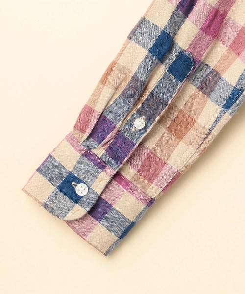 coen（コーエン）の「【2WAY】ウィンターリネンチェックシャツⅠ（シャツ/ブラウス・レディース・グリーン/ピンク・SMALL/MEDIUM/LARGE）」の8枚目の写真