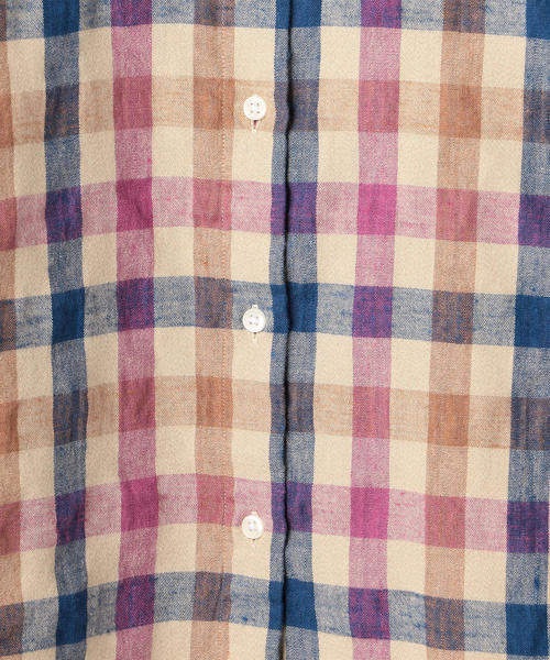 coen（コーエン）の「【2WAY】ウィンターリネンチェックシャツⅠ（シャツ/ブラウス・レディース・グリーン/ピンク・SMALL/MEDIUM/LARGE）」の6枚目の写真