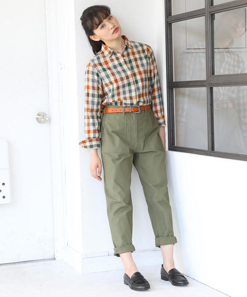 coen（コーエン）の「【2WAY】ウィンターリネンチェックシャツⅠ（シャツ/ブラウス・レディース・グリーン/ピンク・SMALL/MEDIUM/LARGE）」の11枚目の写真