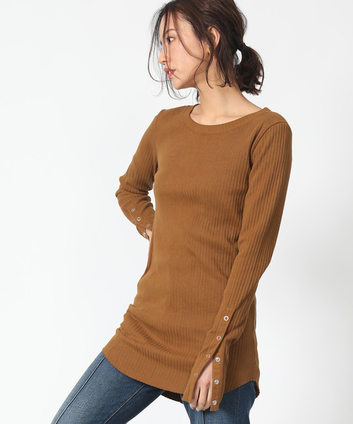 FREAK'S STORE(フリークスストア)の「R JUBILEE/アールジュビリー RIB LONG TEE/リブロングTシャツ(Tシャツ/カットソー)」|ブラウン