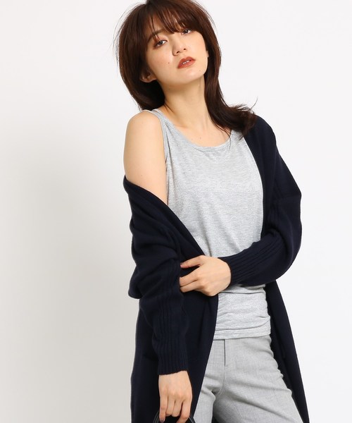 INDIVI(インディヴィ)の「<S>ラメ天竺タンクトップ(タンクトップ・レディース・ネイビー/グレー系その他/ブラック/ダークグレー・05)」の2枚目の写真