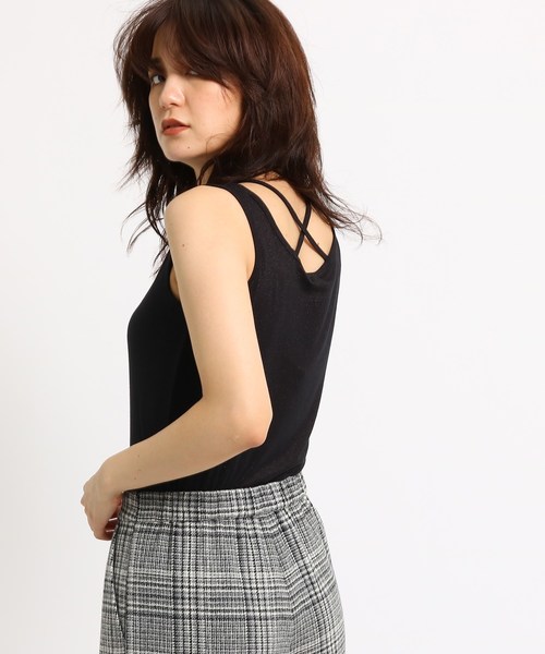 INDIVI(インディヴィ)の「<S>ラメ天竺タンクトップ(タンクトップ・レディース・ネイビー/グレー系その他/ブラック/ダークグレー・05)」の1枚目の写真