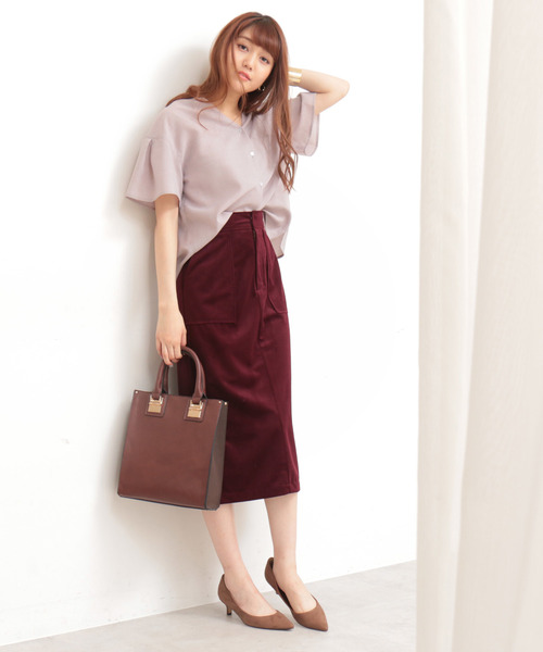 N.（N. Natural Beauty Basic）（エヌエヌナチュラルビューティーベーシック）の「◆起毛カルゼタイトスカート（スカート・レディース・ネイビー/ボルドー/グリーン・MEDIUM）」の14枚目の写真