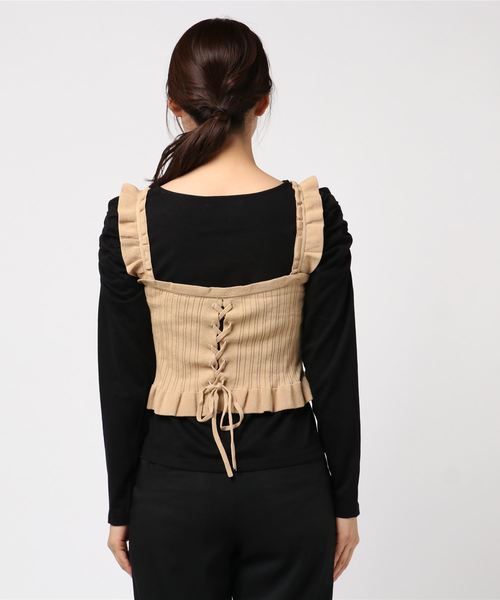 archives（アルシーヴ）の「ニットビスチェ×パワショルTシャツセット（Tシャツ/カットソー・レディース・ブラック/ベージュ/ラベンダー・MEDIUM）」の7枚目の写真