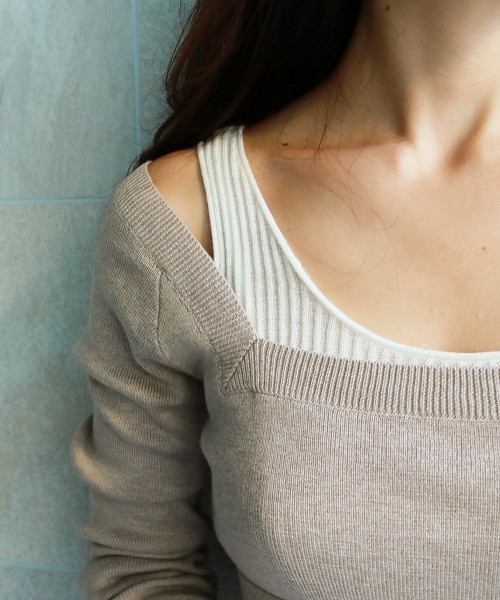 TODAYFUL（トゥデイフル）の「スクエアネックショートニット（ニット/セーター・レディース・ベージュ/カーキ・FREE）」の15枚目の写真