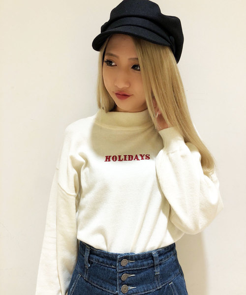 one way（ワンウェイ）の「刺繍ロゴニット（ニット/セーター・レディース・ブラック/グリーン/ラベンダー/ホワイト/ライトブラウン・M）」の2枚目の写真