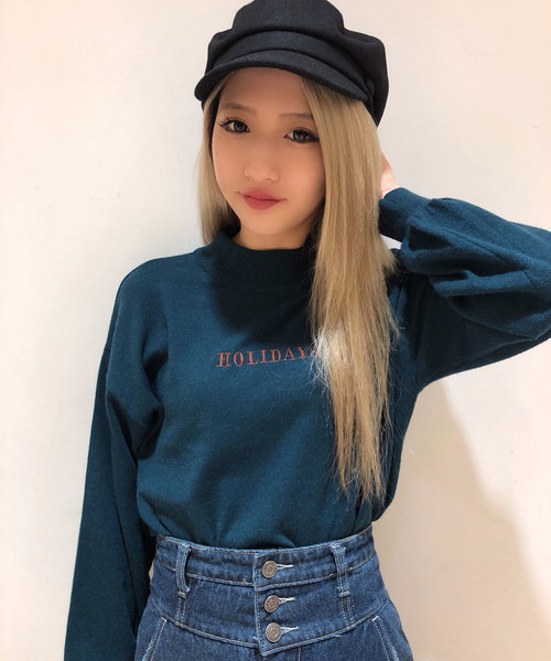 one way（ワンウェイ）の「刺繍ロゴニット（ニット/セーター・レディース・ブラック/グリーン/ラベンダー/ホワイト/ライトブラウン・M）」の4枚目の写真