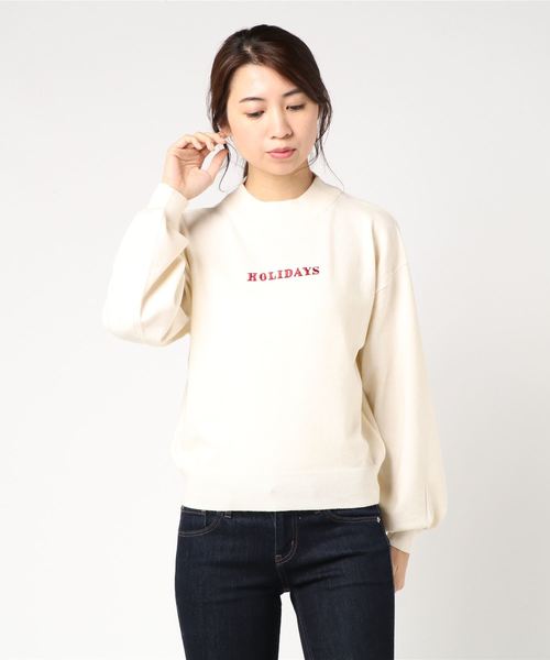 one way（ワンウェイ）の「刺繍ロゴニット（ニット/セーター・レディース・ブラック/グリーン/ラベンダー/ホワイト/ライトブラウン・M）」の9枚目の写真