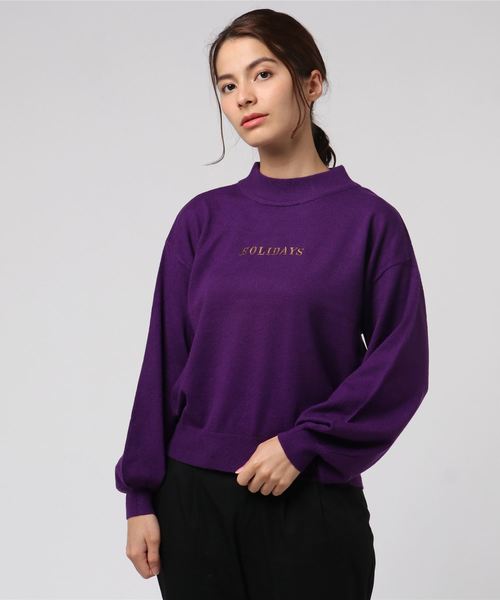 one way（ワンウェイ）の「刺繍ロゴニット（ニット/セーター・レディース・ブラック/グリーン/ラベンダー/ホワイト/ライトブラウン・M）」の5枚目の写真