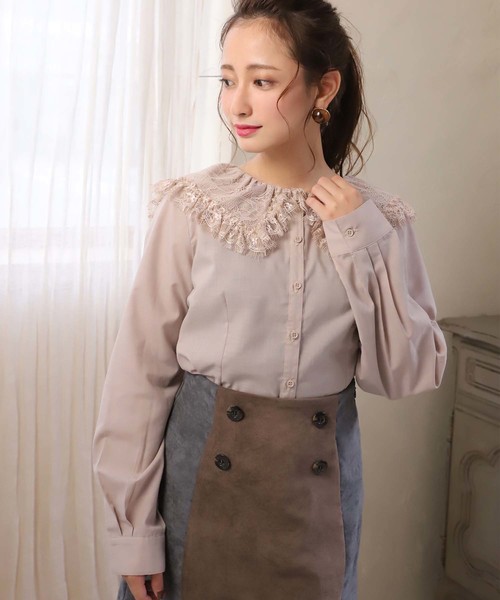 one after another NICE CLAUP（ワンアフターアナザーナイスクラップ）の「襟レースブラウス（シャツ/ブラウス・レディース・ベージュ/オフホワイト/ブラウン系その他・FREE）」の3枚目の写真