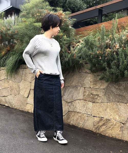 Munich(ミューニック)の「コットンワイドリブクルーネックロングカットソー(Tシャツ/カットソー・レディース・ホワイト/ブラック/グレー/カーキ/ネイビー・FREE)」の19枚目の写真