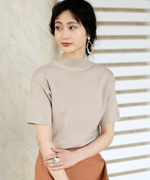 【WEB限定】プチハイネックベーシック半袖ニットTOPS