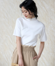 Bou Jeloud | 【WEB限定】《再入荷》プチハイネック半袖ニットプルオーバー/ベーシックインナートップス/ベーシック半袖ニット(ニット/セーター)